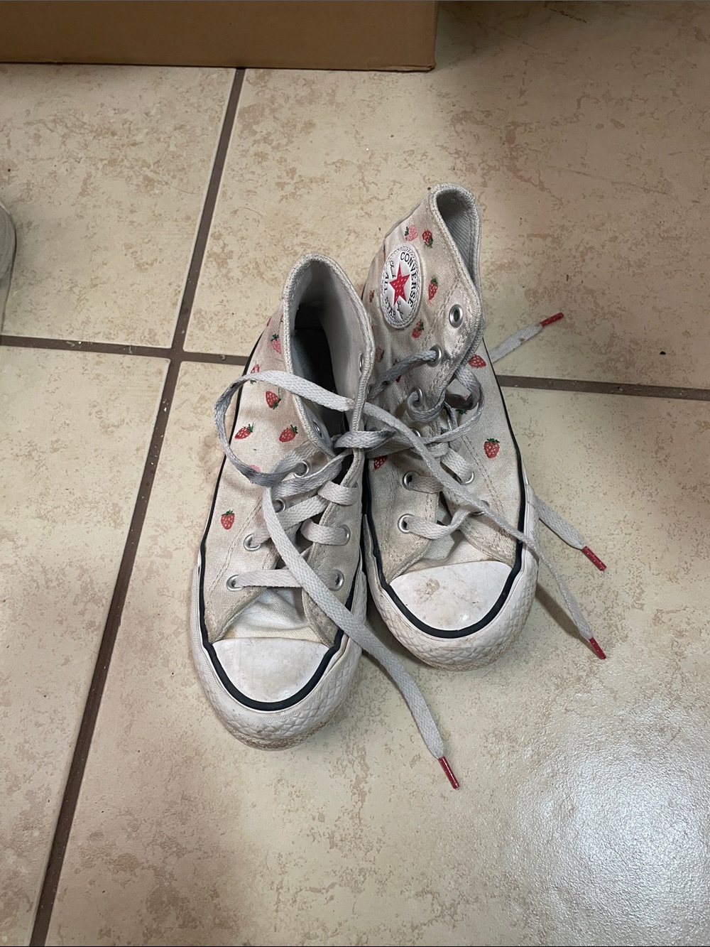 Converse Kids White High-Top Sneakers with Red Strawberry Accents